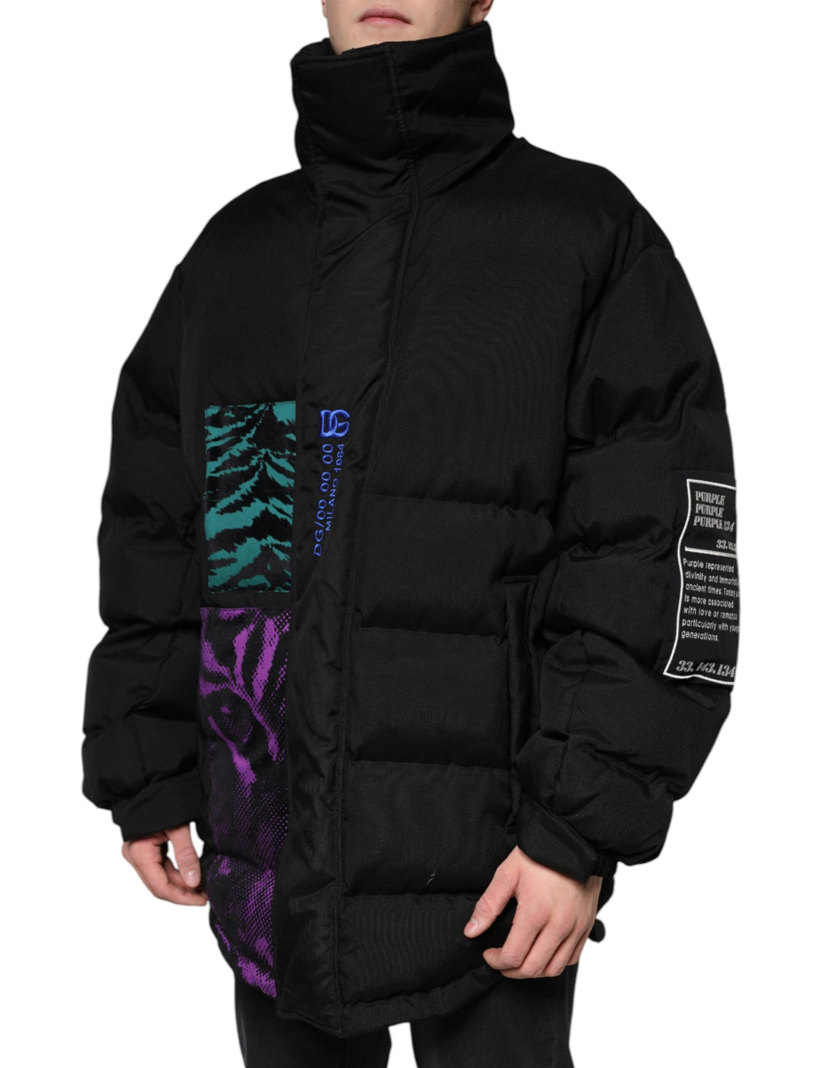 Dolce & Gabbana Black Nylon Puffer Men Full Zip Jacket - Eljoys Fashion 