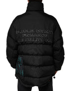 Dolce & Gabbana Black Nylon Puffer Men Full Zip Jacket - Eljoys Fashion 