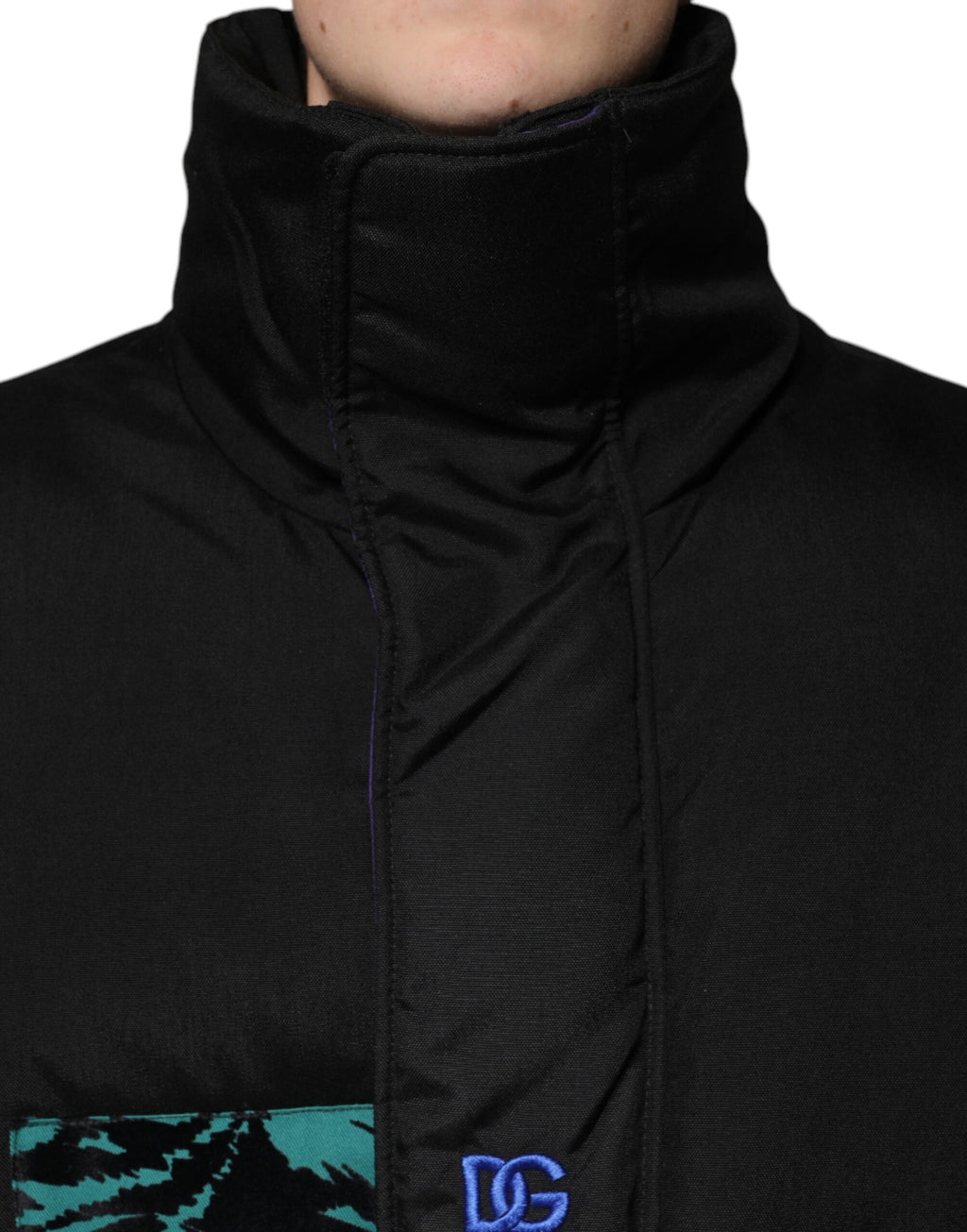 Dolce & Gabbana Black Nylon Puffer Men Full Zip Jacket - Eljoys Fashion 