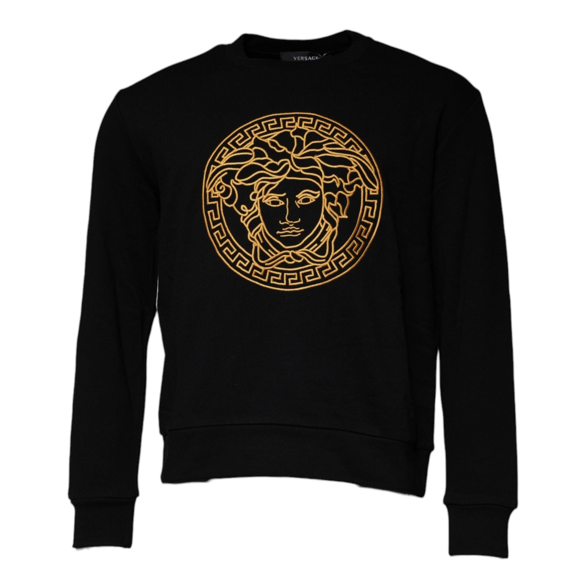 Versace Black Medusa Embroidery Crew Neck Pullover Sweater Versace