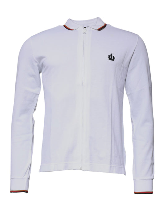 Dolce & Gabbana White Crown Men Full Zip Sweatshirt Sweater Dolce & Gabbana
