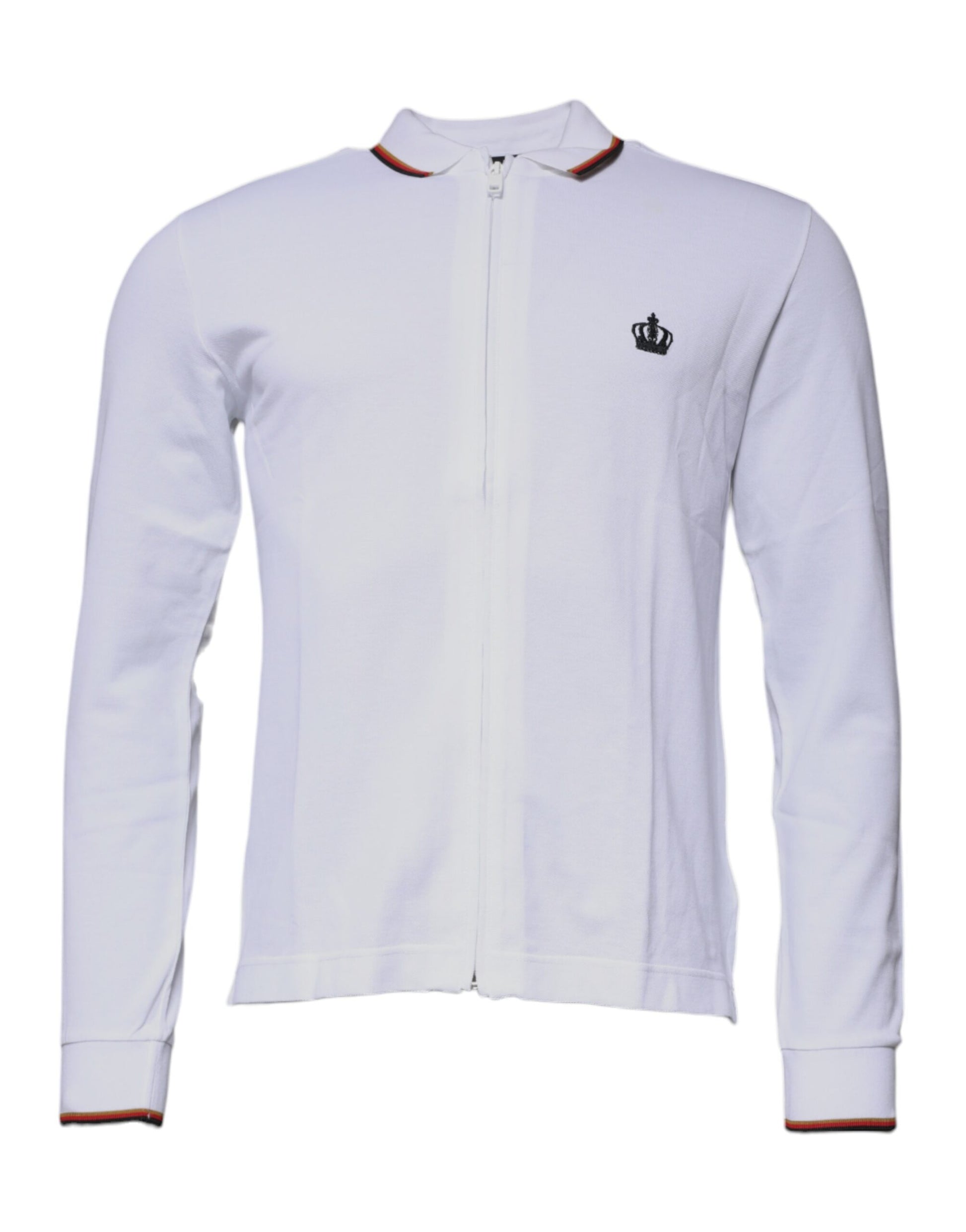 Dolce & Gabbana White Crown Men Full Zip Sweatshirt Sweater Dolce & Gabbana