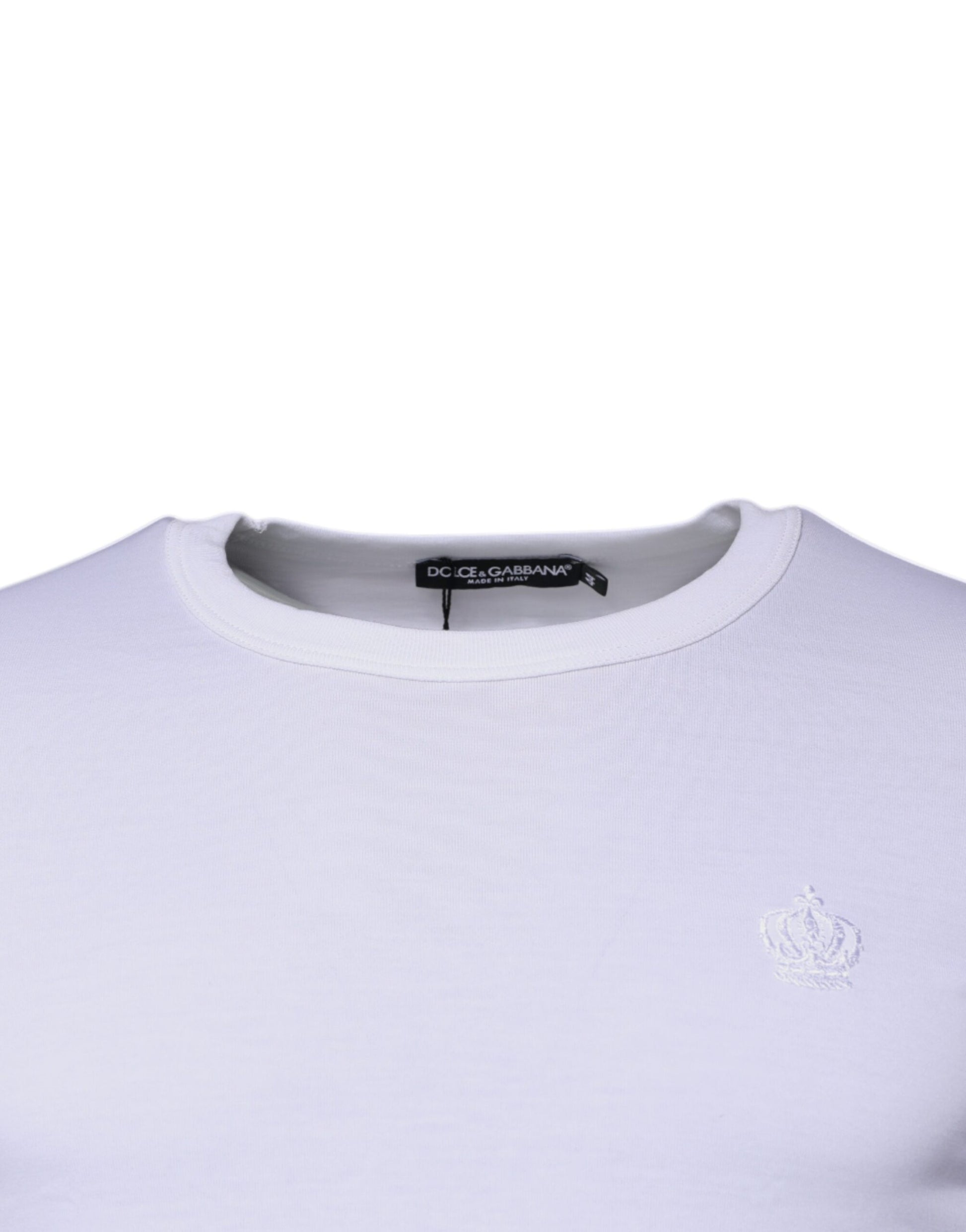 Dolce & Gabbana White Crown Crew Neck Cotton Pullover Sweater Dolce & Gabbana