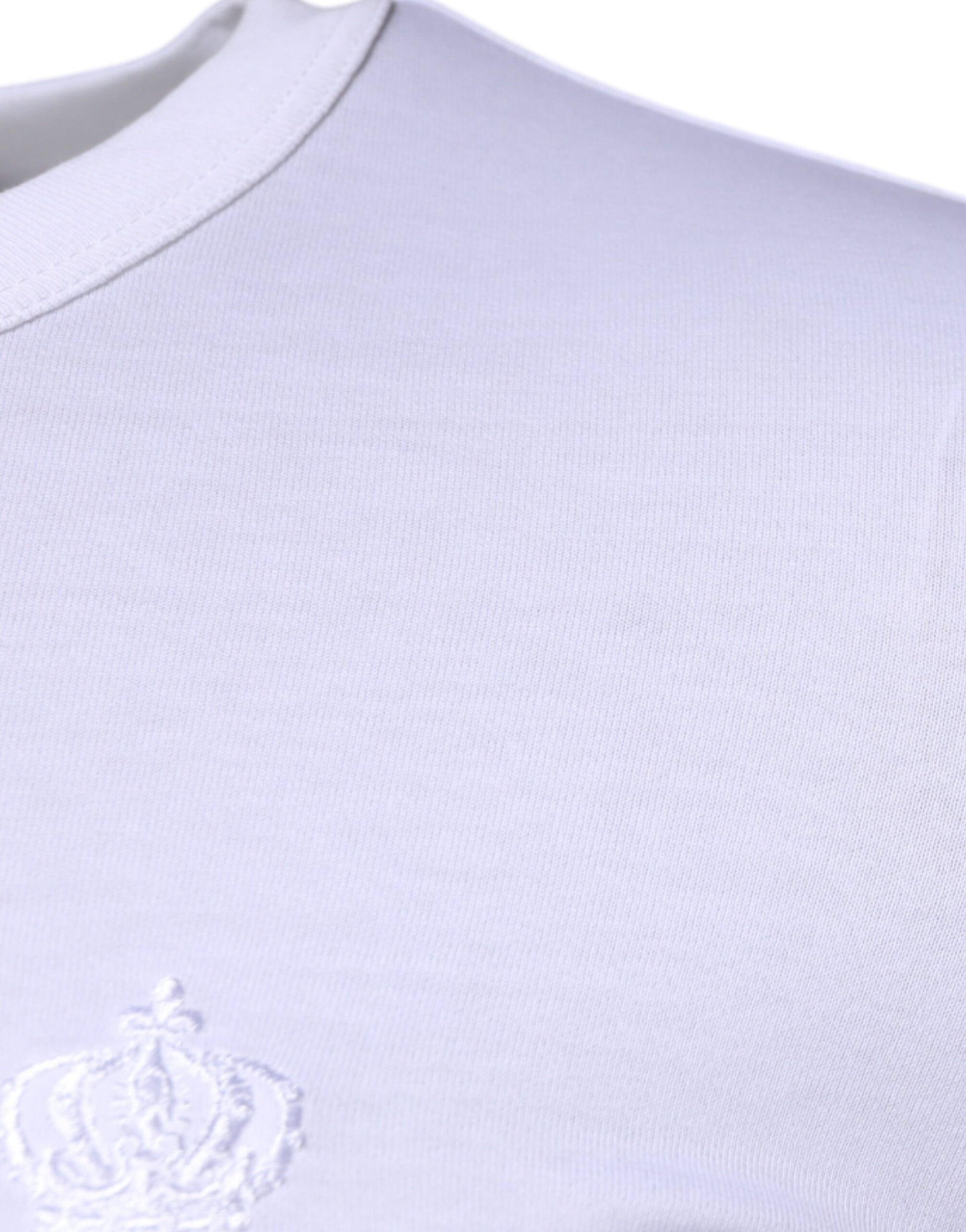 Dolce & Gabbana White Crown Crew Neck Cotton Pullover Sweater Dolce & Gabbana
