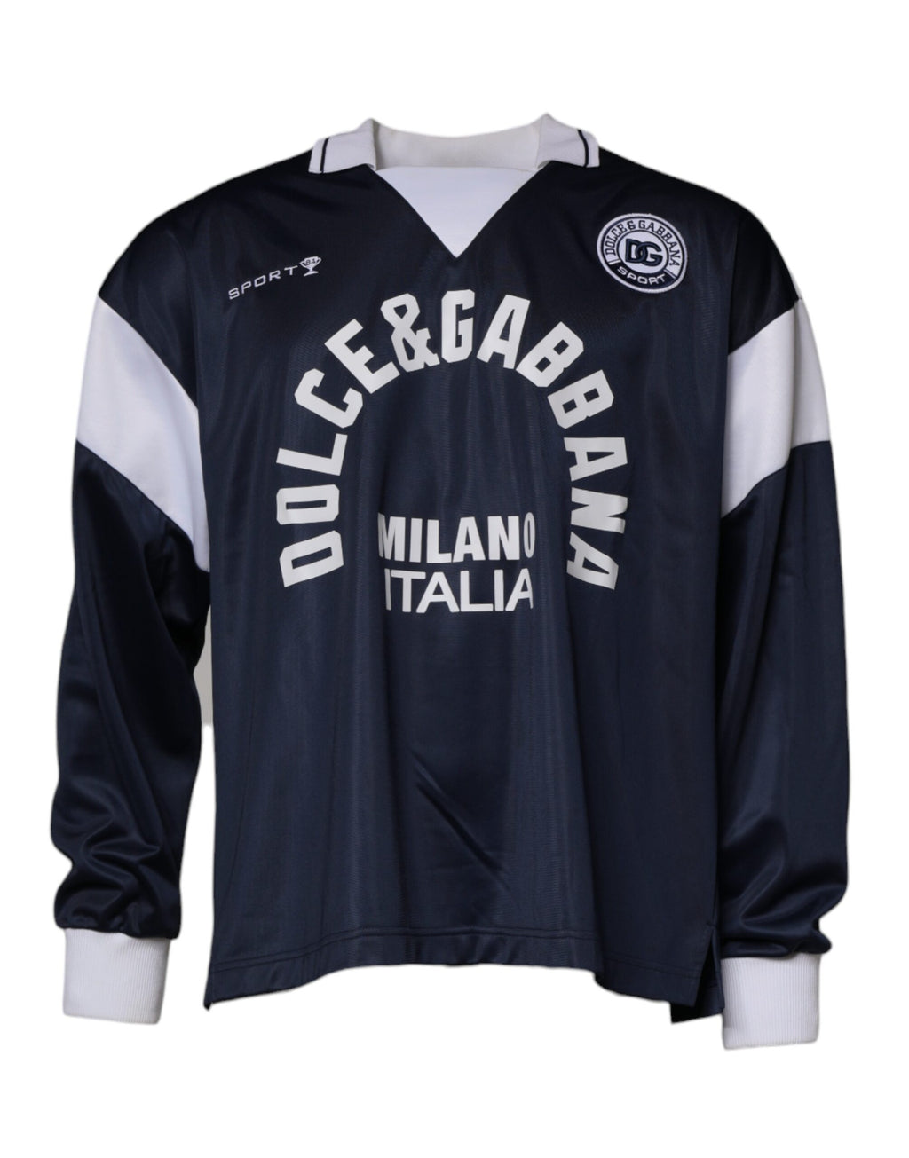 Dolce & Gabbana Blue Logo Jersey Collared Pullover Sweater - Eljoys Fashion 