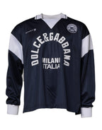 Dolce & Gabbana Blue Logo Jersey Collared Pullover Sweater - Eljoys Fashion 