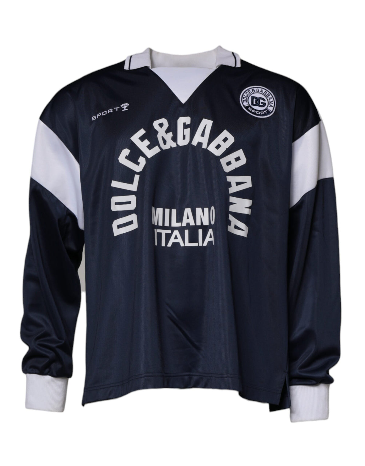 Dolce & Gabbana Blue Logo Jersey Collared Pullover Sweater - Eljoys Fashion 