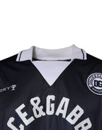Dolce & Gabbana Blue Logo Jersey Collared Pullover Sweater - Eljoys Fashion 