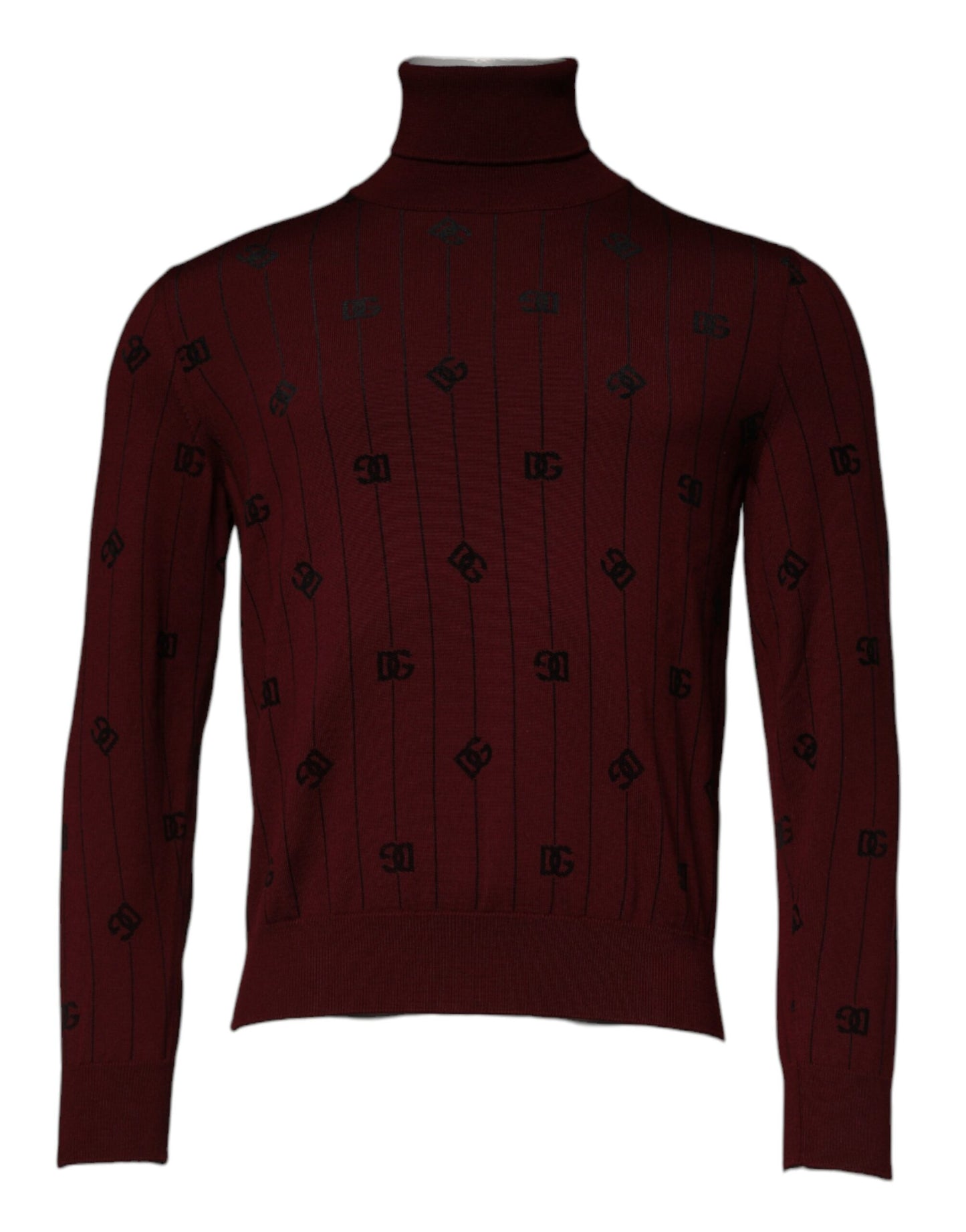 Dolce & Gabbana Maroon Monogram Turtleneck Pullover Sweater Dolce & Gabbana