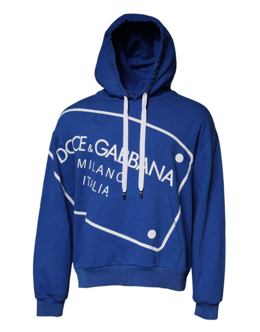 Dolce & Gabbana Blue Logo Print Hooded Sweatshirt Sweater Dolce & Gabbana