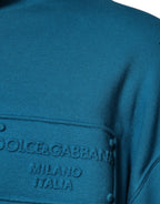 Dolce & Gabbana Blue Logo Cotton Hooded Sweatshirt Sweater - Eljoys Fashion 