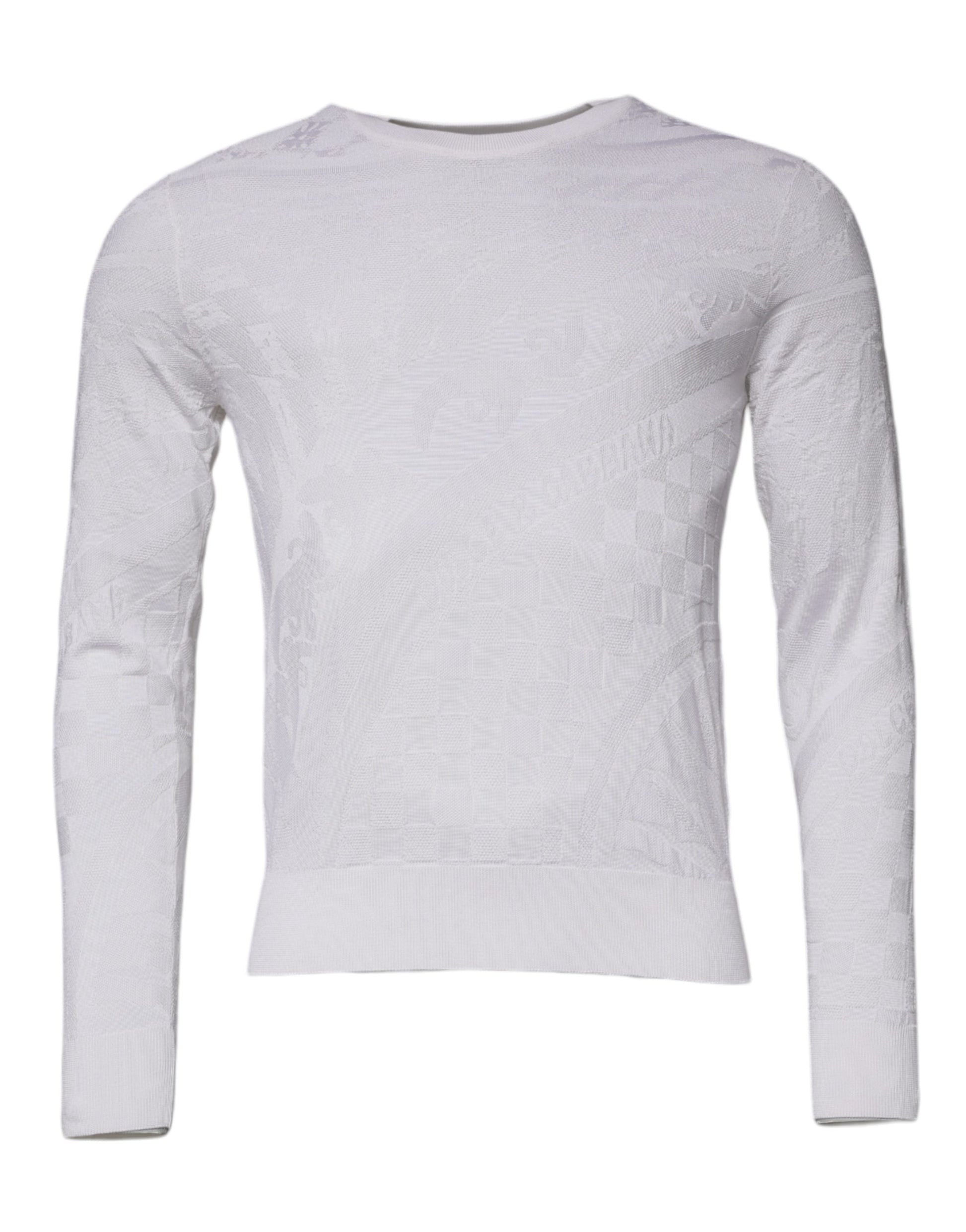 Dolce & Gabbana White Silk Crew Neck Men Pullover Sweater Dolce & Gabbana