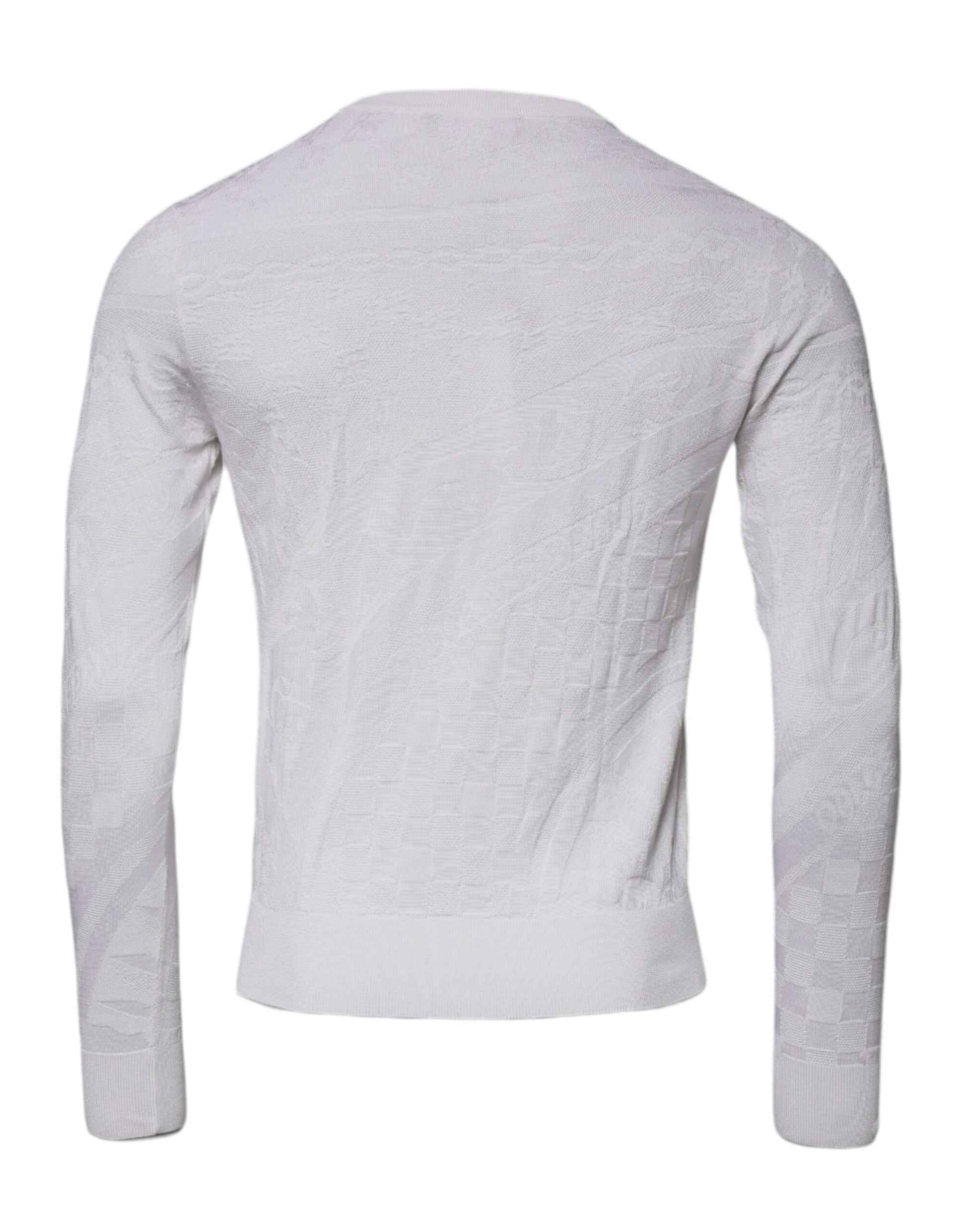 Dolce & Gabbana White Silk Crew Neck Men Pullover Sweater Dolce & Gabbana