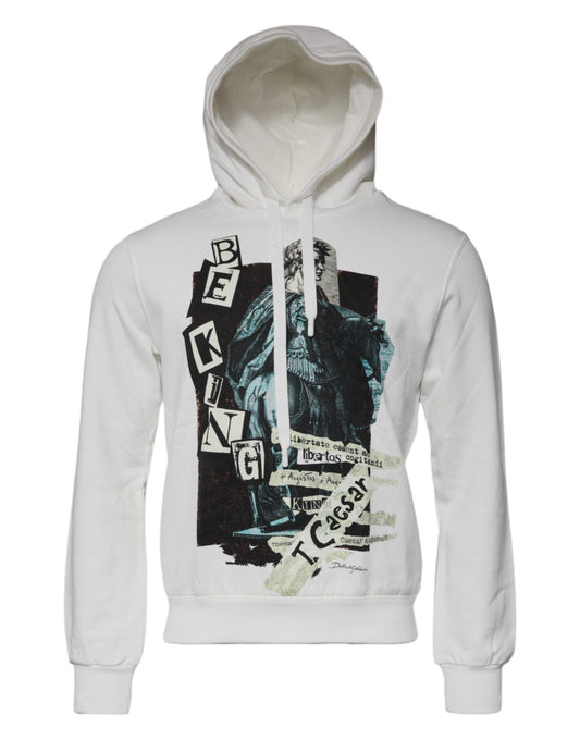 Dolce & Gabbana White Caesar Cotton Hooded Pullover Sweater Dolce & Gabbana