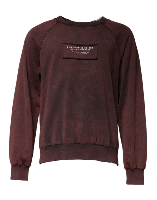 Dolce & Gabbana Brown Logo Cotton Crew Neck Pullover Sweater Dolce & Gabbana