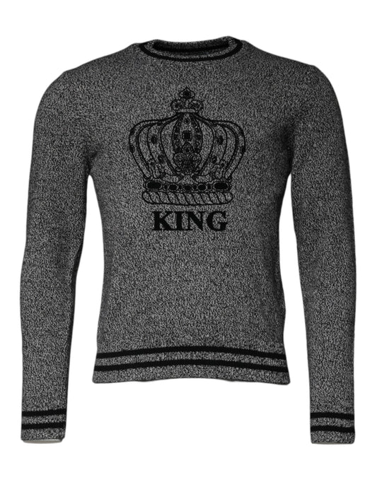 Dolce & Gabbana Gray Crown King Cashmere Pullover Sweater Dolce & Gabbana