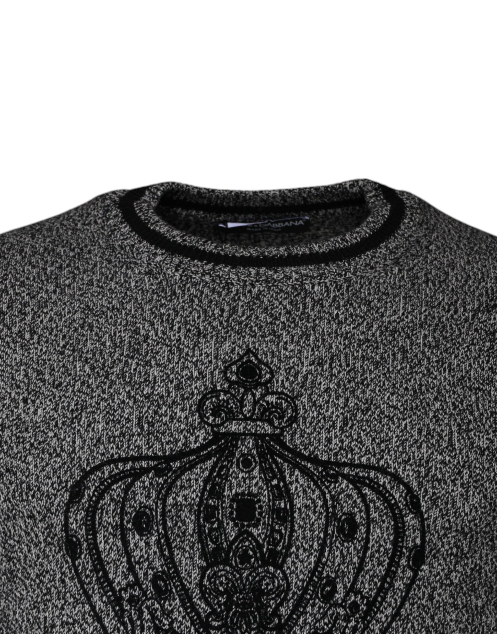 Dolce & Gabbana Gray Crown King Cashmere Pullover Sweater Dolce & Gabbana