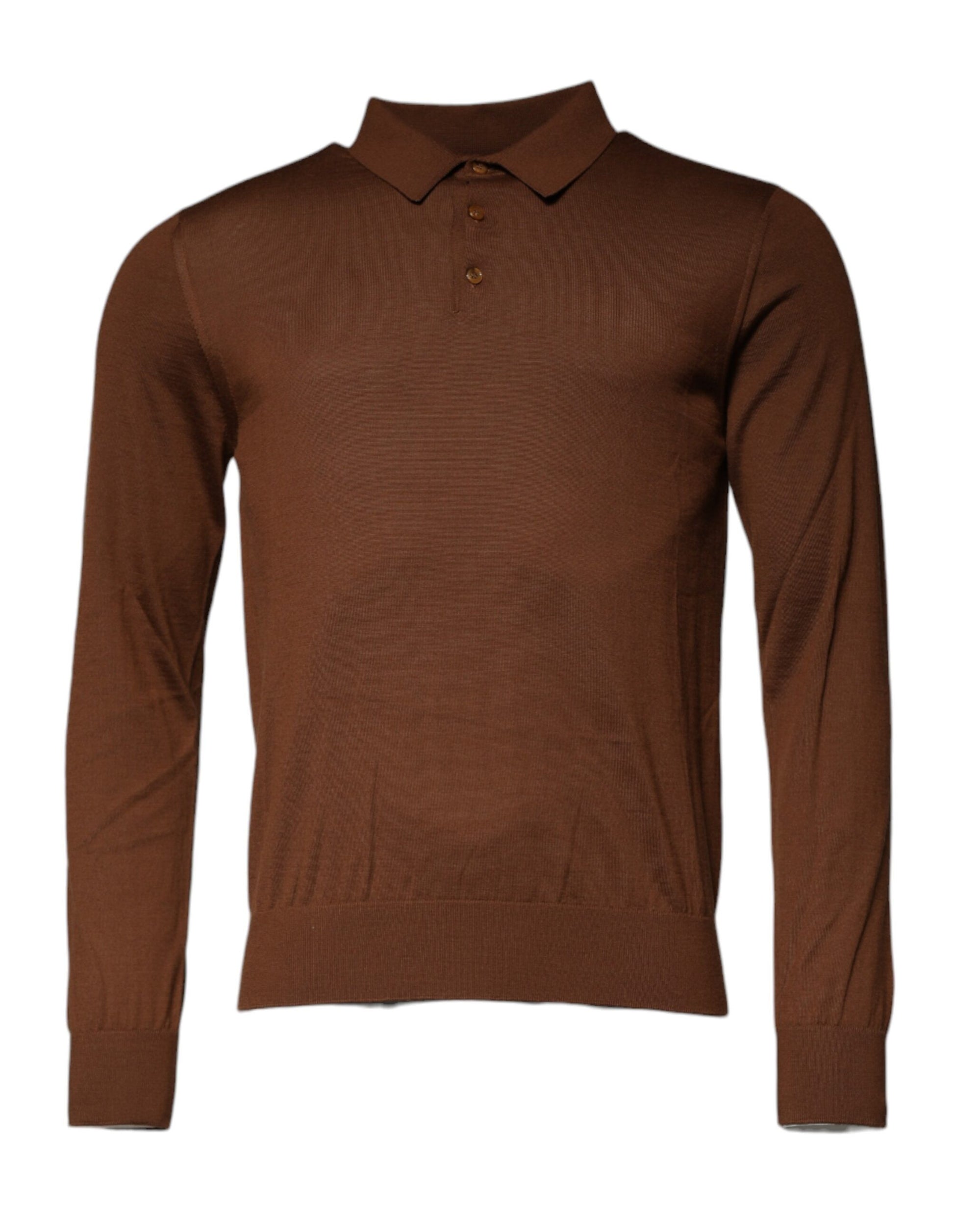 Dolce & Gabbana Brown Cashmere Buttoned Men Pullover Sweater Dolce & Gabbana