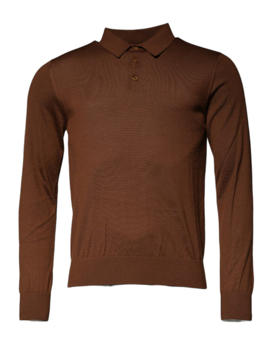 Dolce & Gabbana Brown Cashmere Buttoned Men Pullover Sweater Dolce & Gabbana