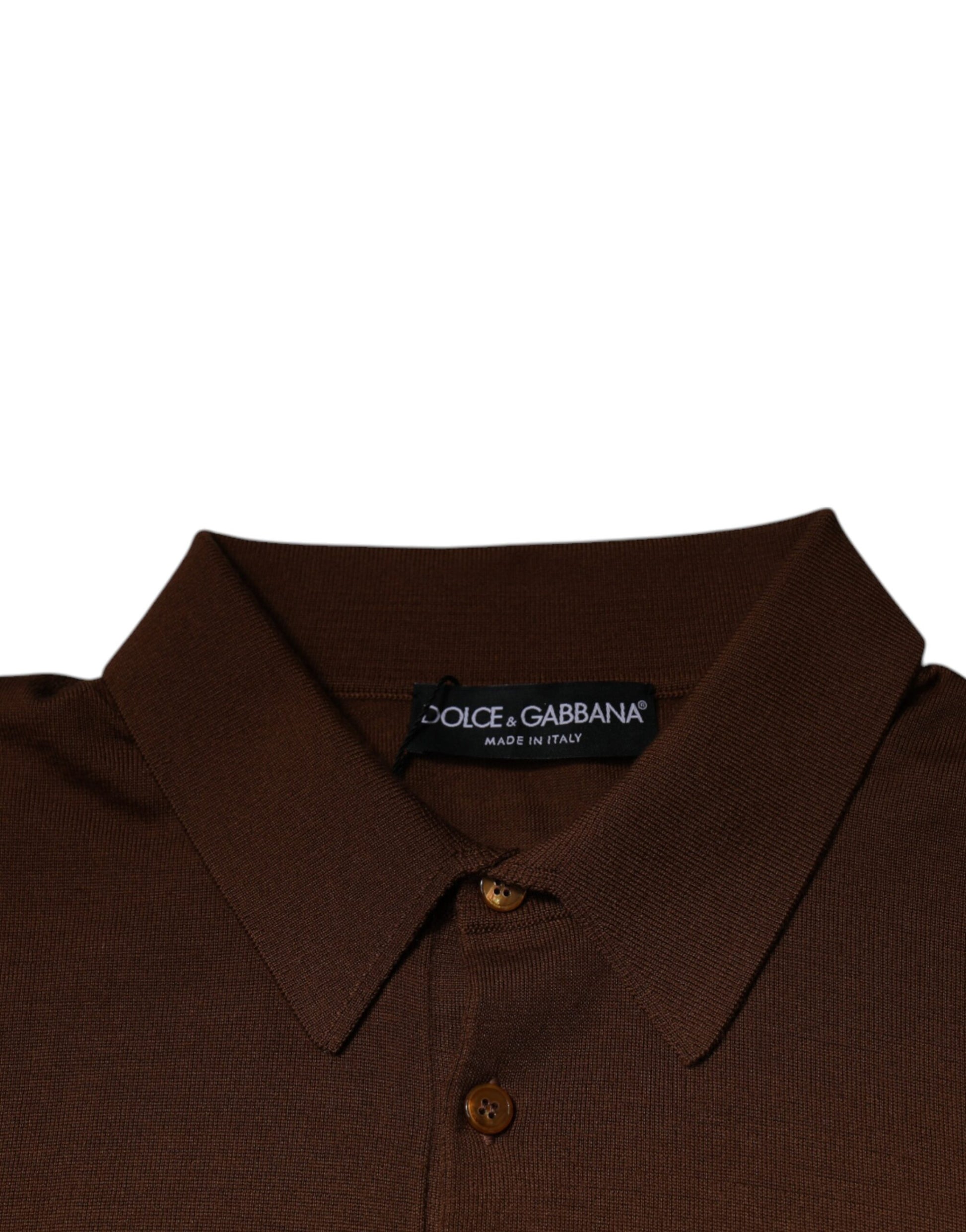 Dolce & Gabbana Brown Cashmere Buttoned Men Pullover Sweater Dolce & Gabbana