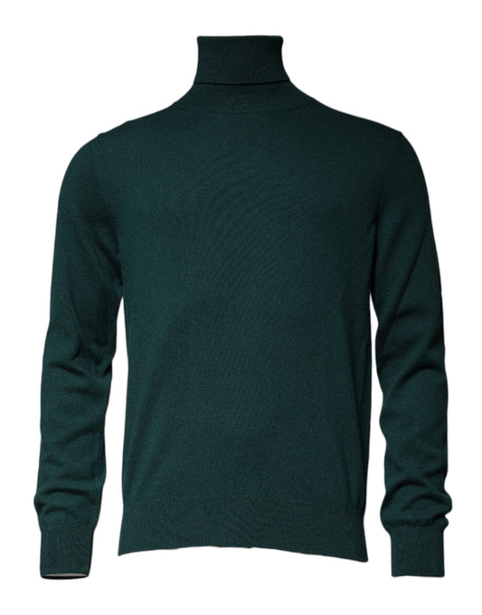 Dolce & Gabbana Green Cashmere Turtleneck Men Pullover Sweater Dolce & Gabbana