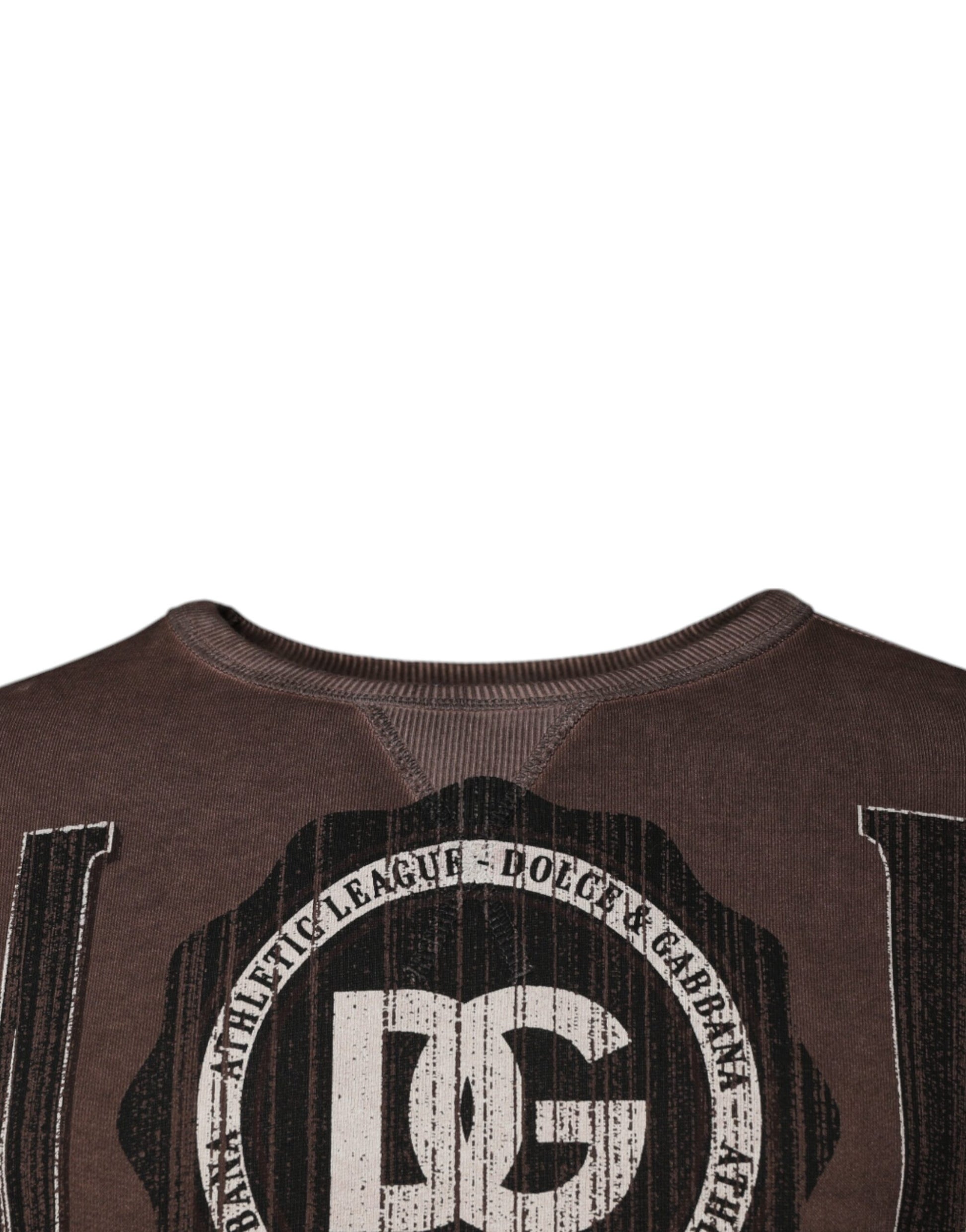 Dolce & Gabbana Brown Logo Print Crew Neck Pullover Sweater Dolce & Gabbana