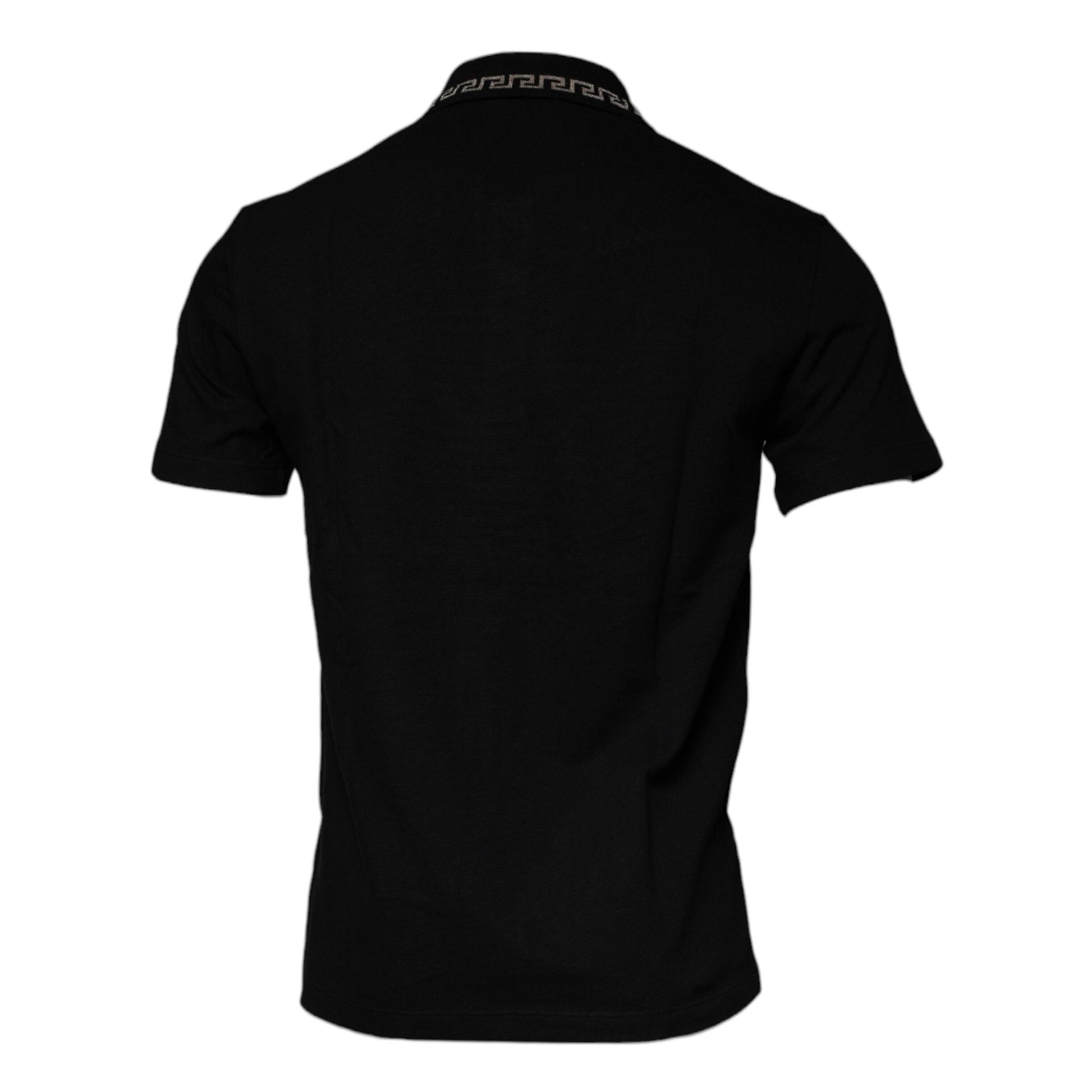 Versace Black Viscose Collared Polo Short Sleeves T-shirt Versace
