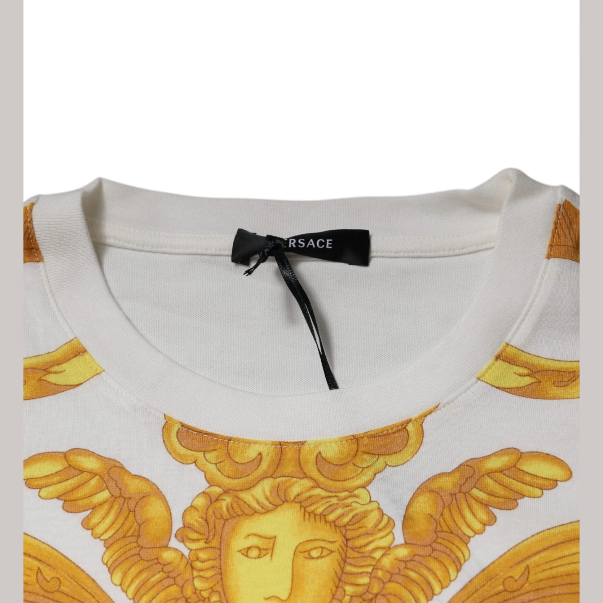 Versace White Medusa Print Cotton Crew Neck T-shirt Versace