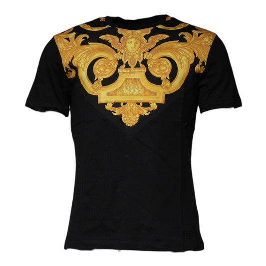 Versace Black Medusa Print Cotton Crew Neck T-shirt Versace