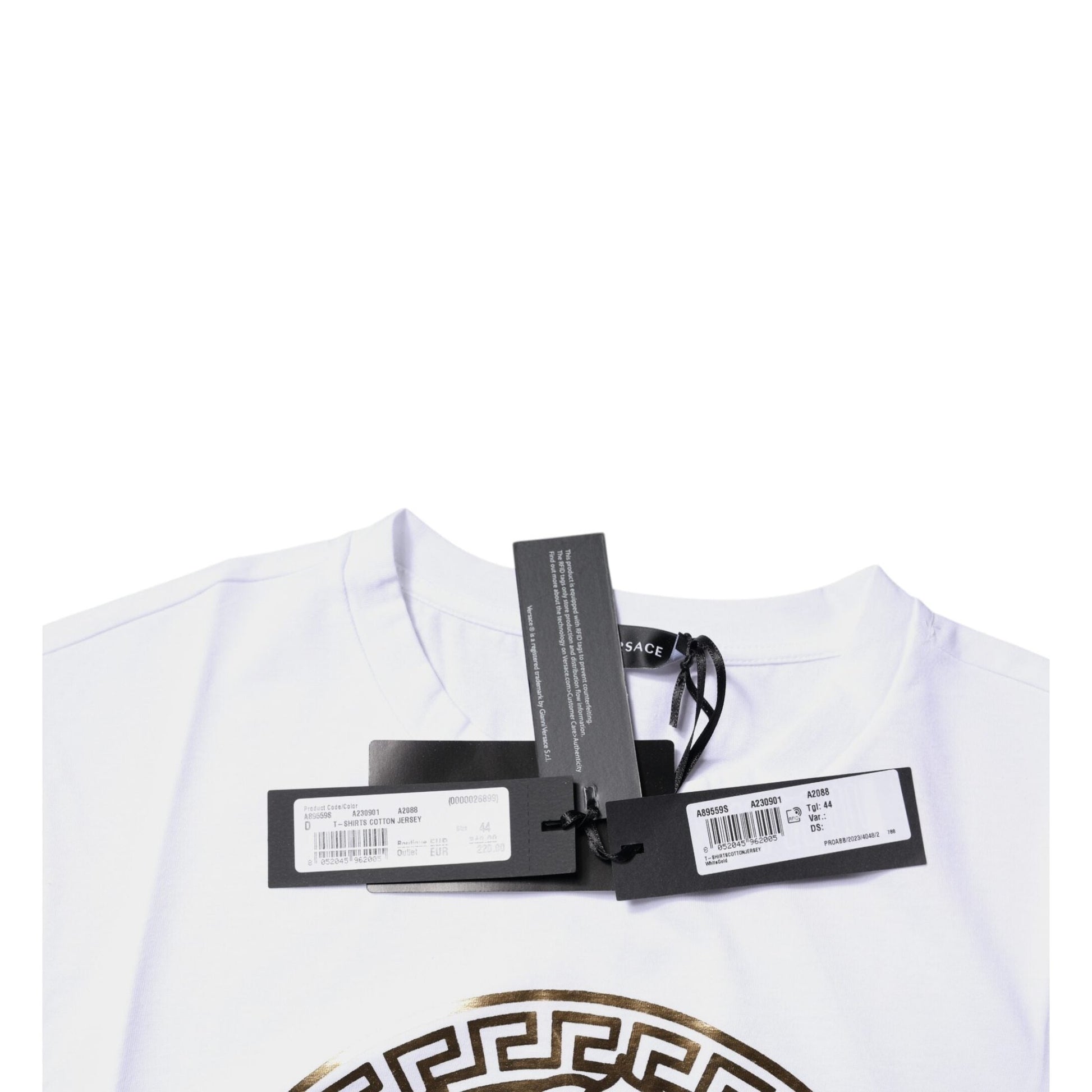 Versace White Medusa Print Cotton Crew Neck T-shirt Versace