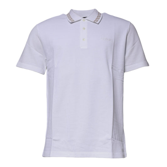 Versace White Viscose Collared Men Polo Short Sleeves T-shirt Versace