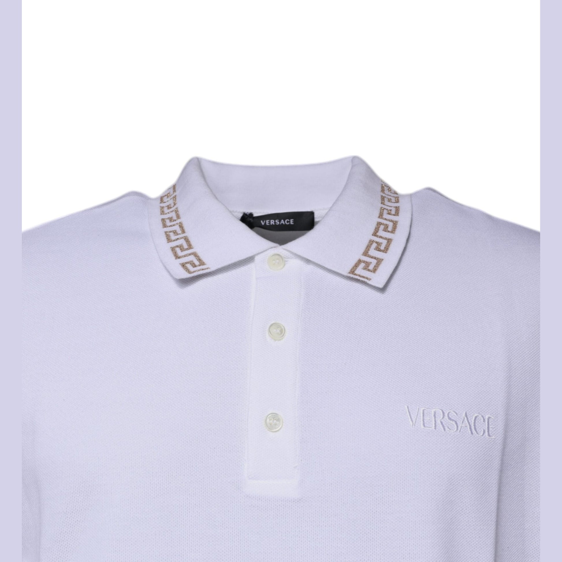 Versace White Viscose Collared Men Polo Short Sleeves T-shirt Versace