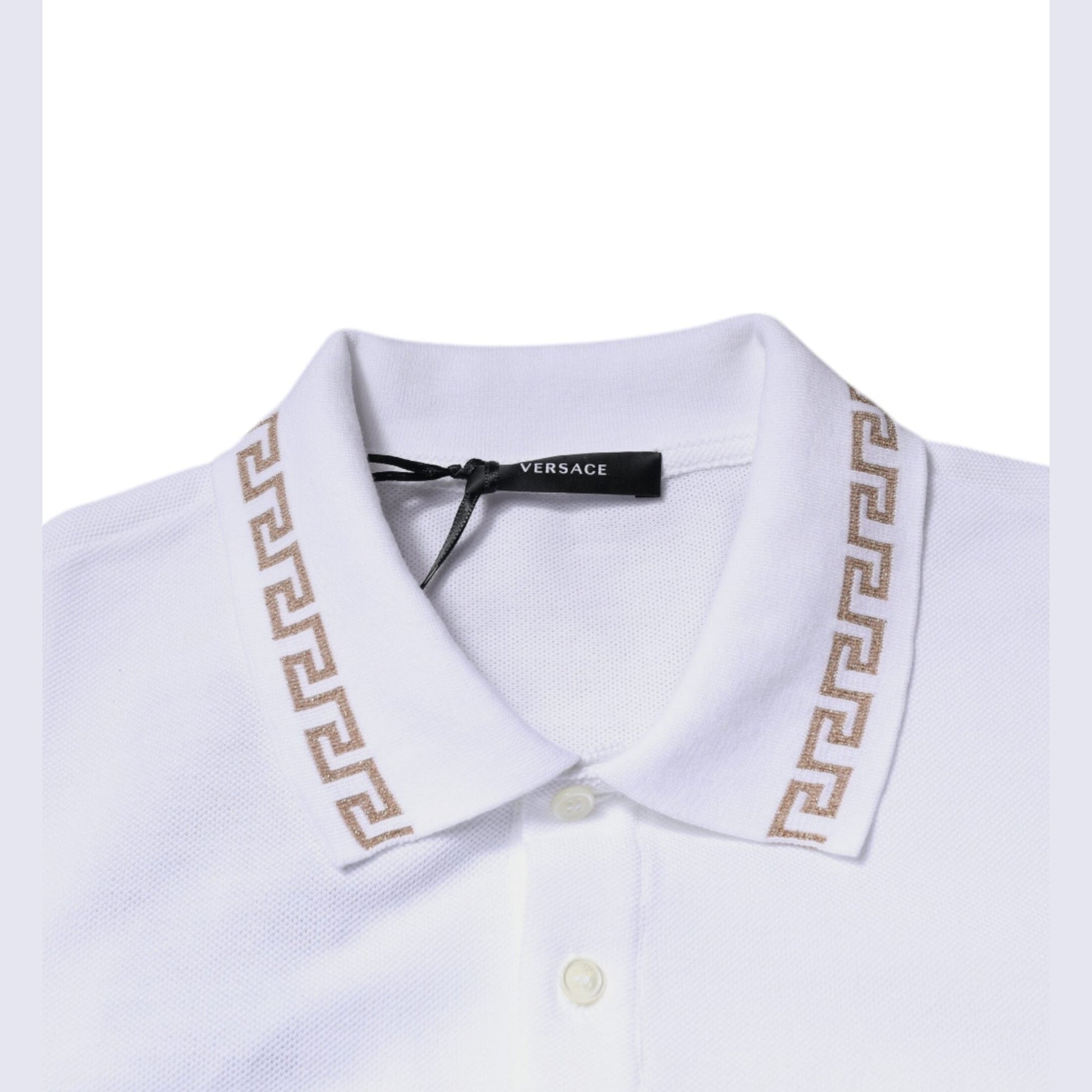 Versace White Viscose Collared Men Polo Short Sleeves T-shirt Versace
