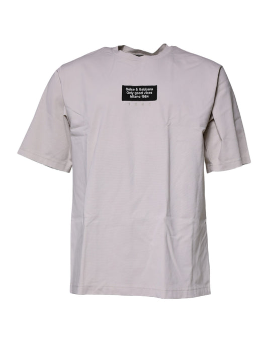 Dolce & Gabbana Beige DG Logo Crew Neck Short Sleeves T-shirt Dolce & Gabbana