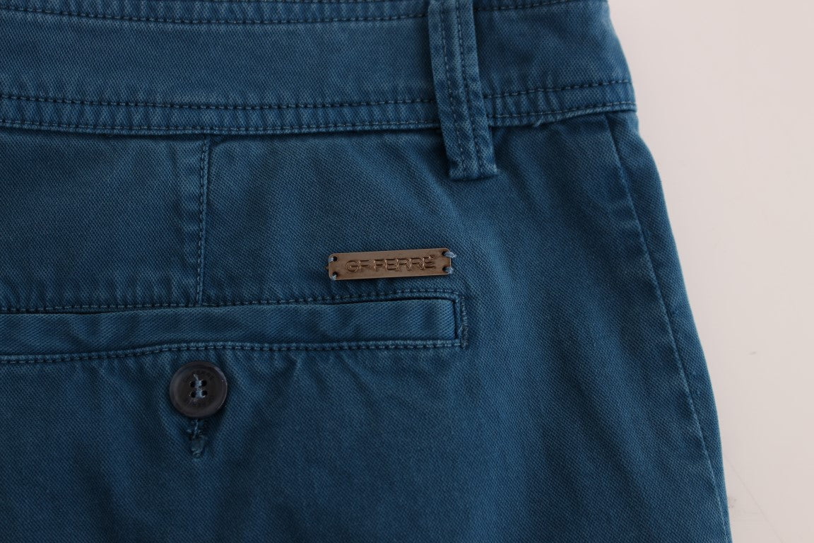 GF Ferre Blue Cotton Straight Fit Chinos GF Ferre