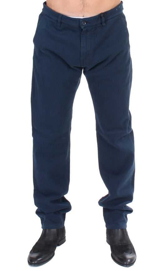 GF Ferre Blue Stretch Straight Fit Pants Chinos GF Ferre