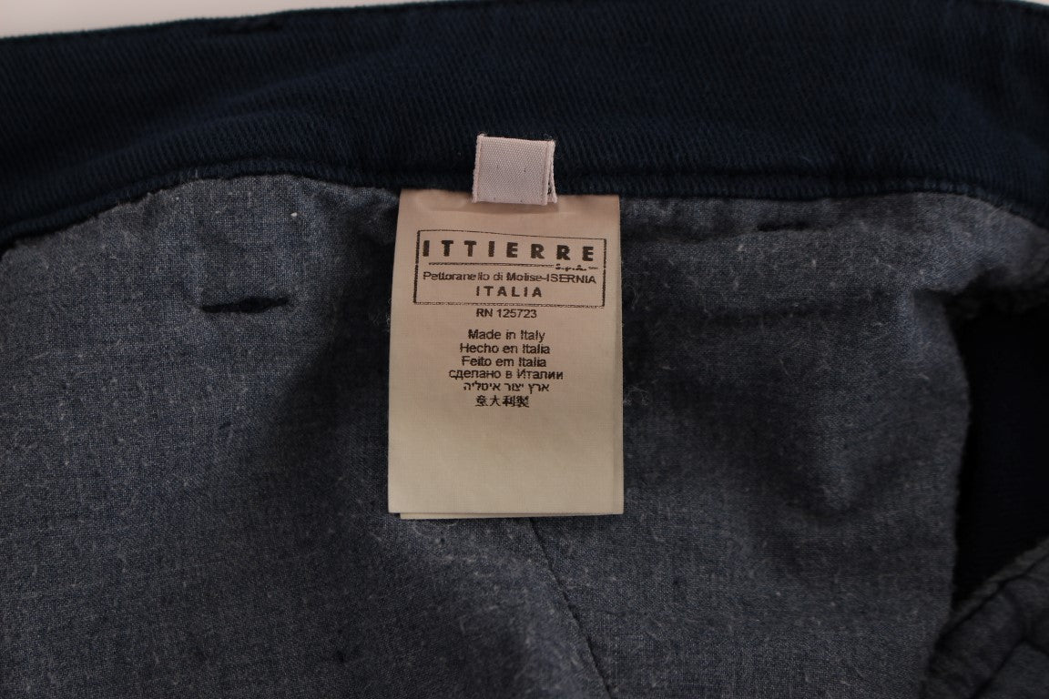 GF Ferre Blue Stretch Straight Fit Pants Chinos GF Ferre