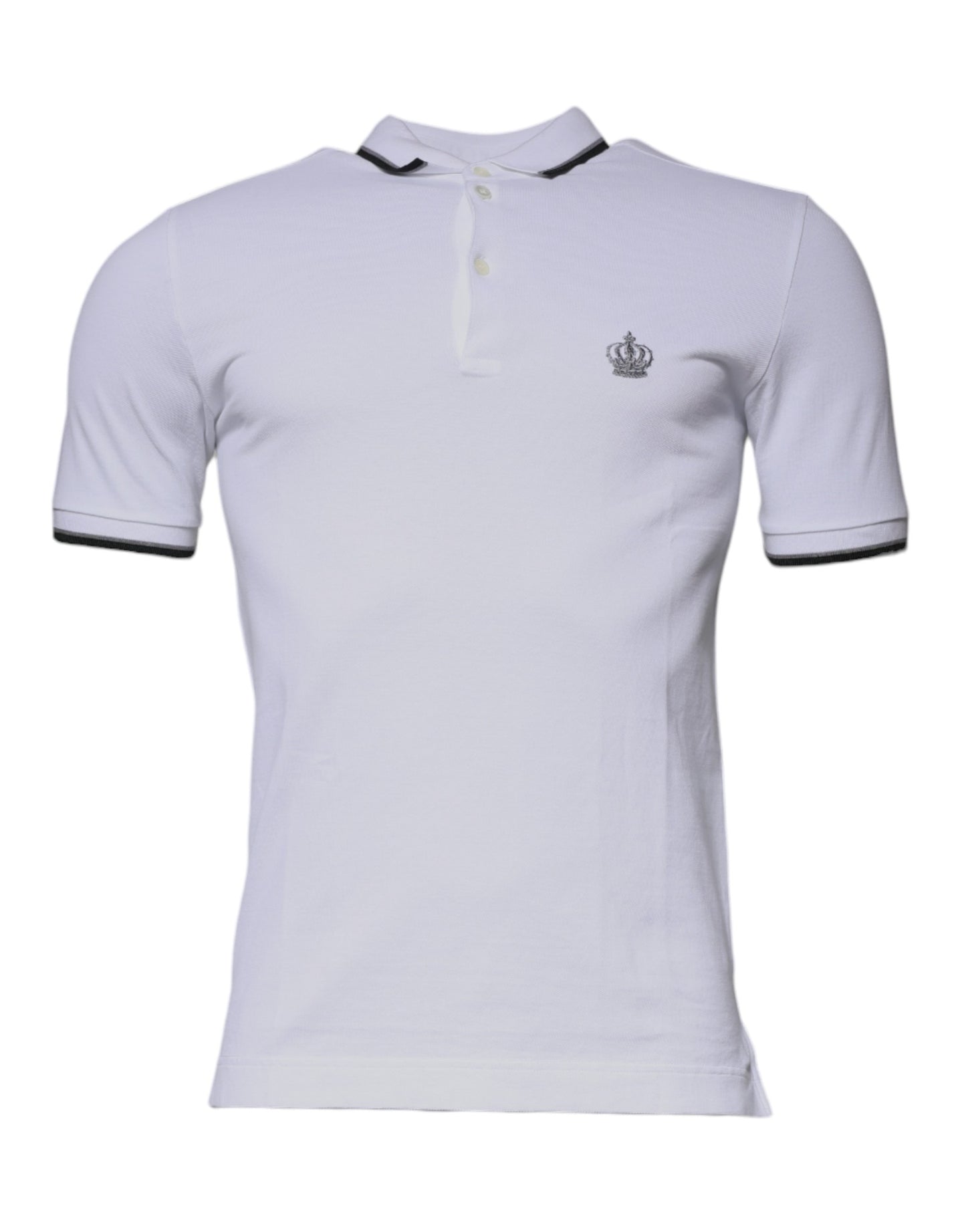 Dolce & Gabbana White Cotton Crown Collared Polo T-shirt Dolce & Gabbana