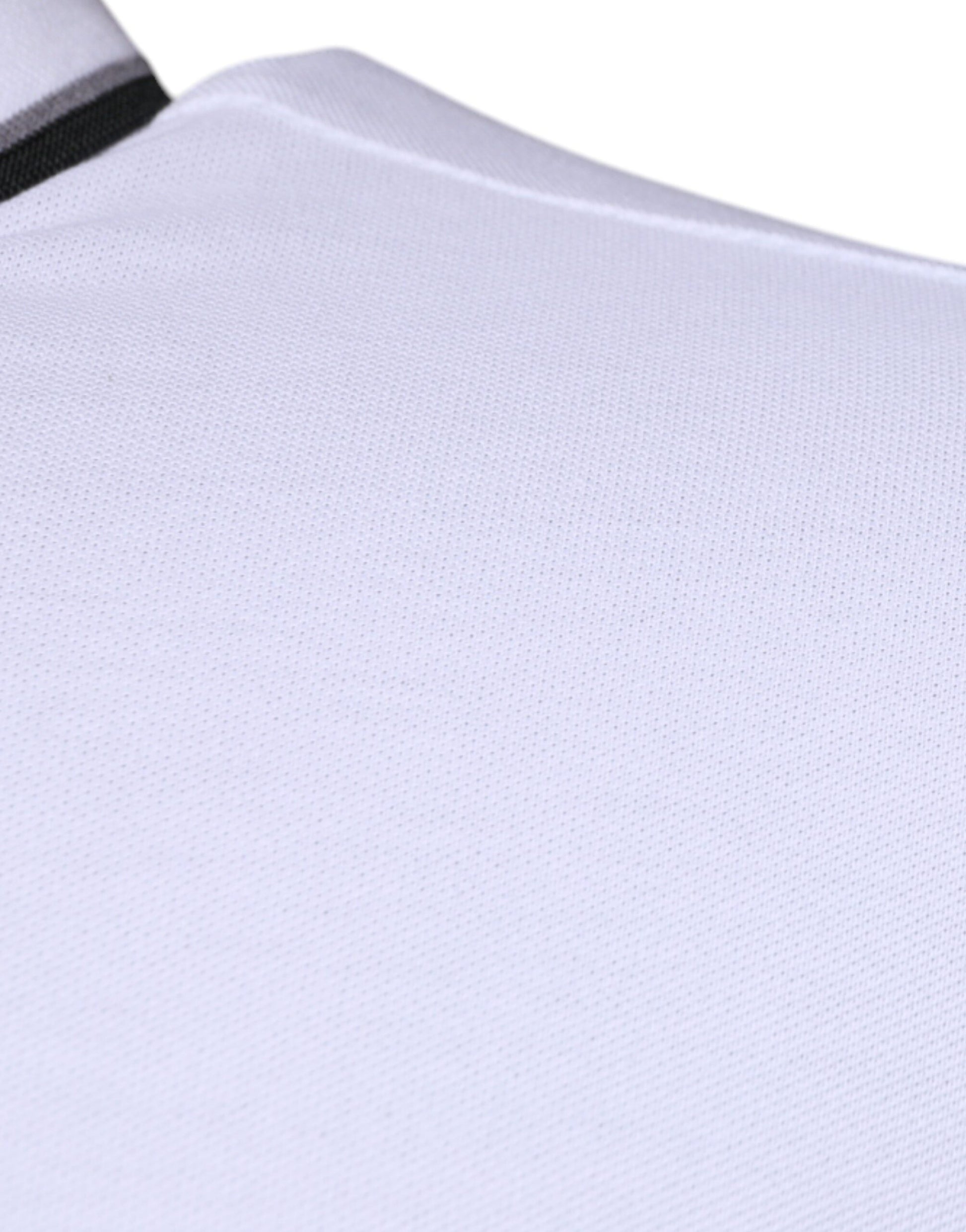 Dolce & Gabbana White Cotton Crown Collared Polo T-shirt Dolce & Gabbana