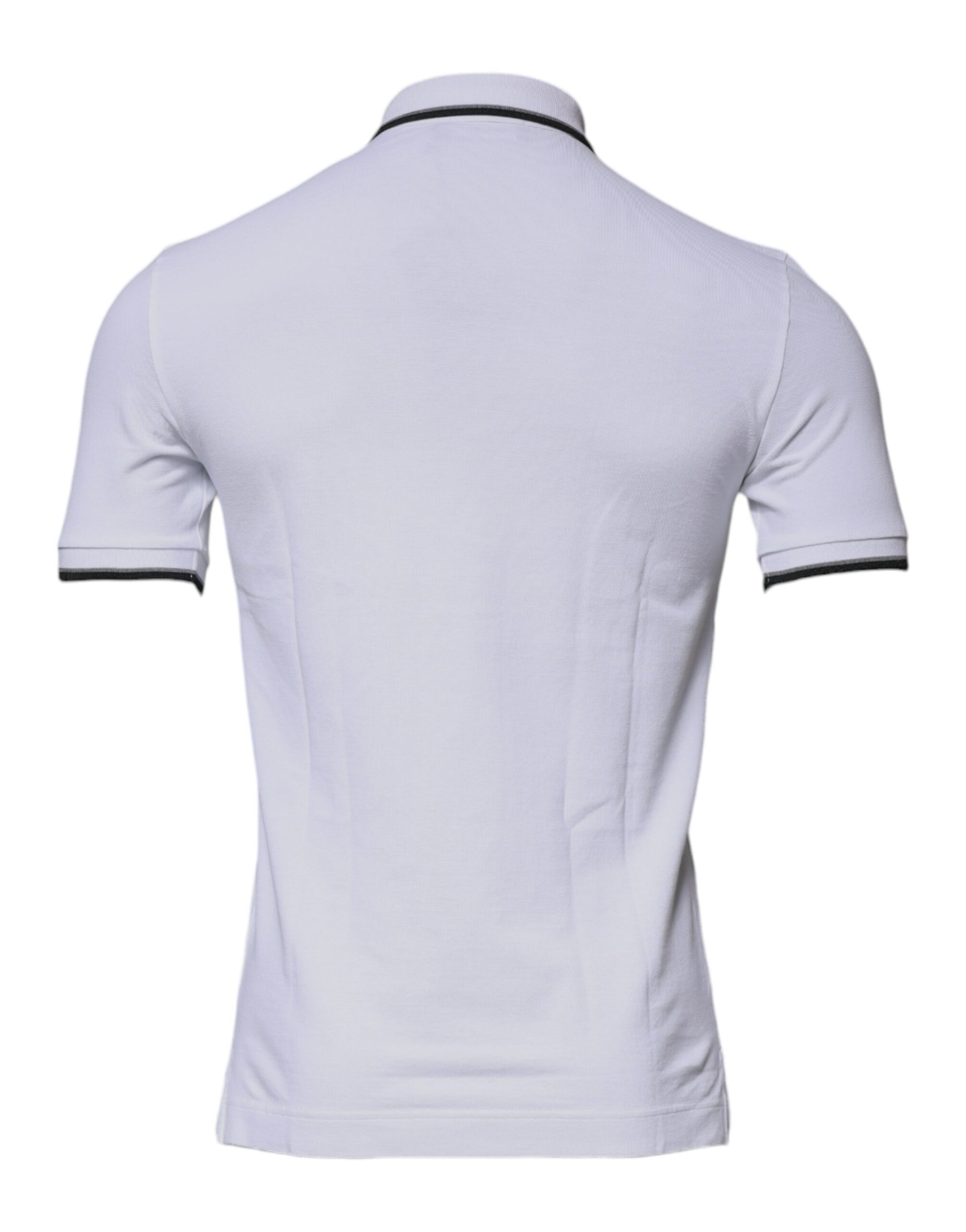 Dolce & Gabbana White Cotton Crown Collared Polo T-shirt Dolce & Gabbana