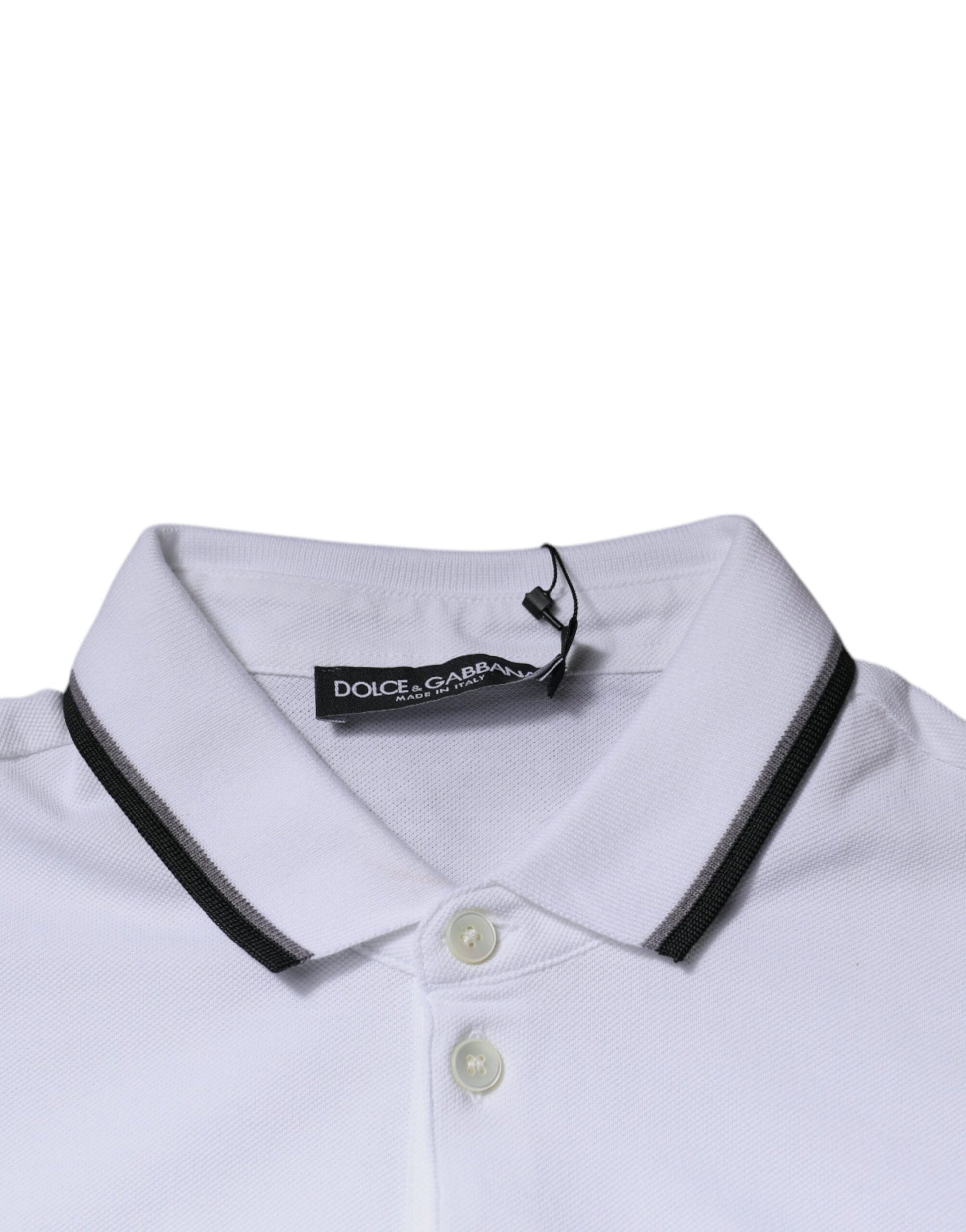 Dolce & Gabbana White Cotton Crown Collared Polo T-shirt Dolce & Gabbana