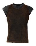Dolce & Gabbana Brown Cotton Round Neck Sleeveless T-shirt - Eljoys Fashion 