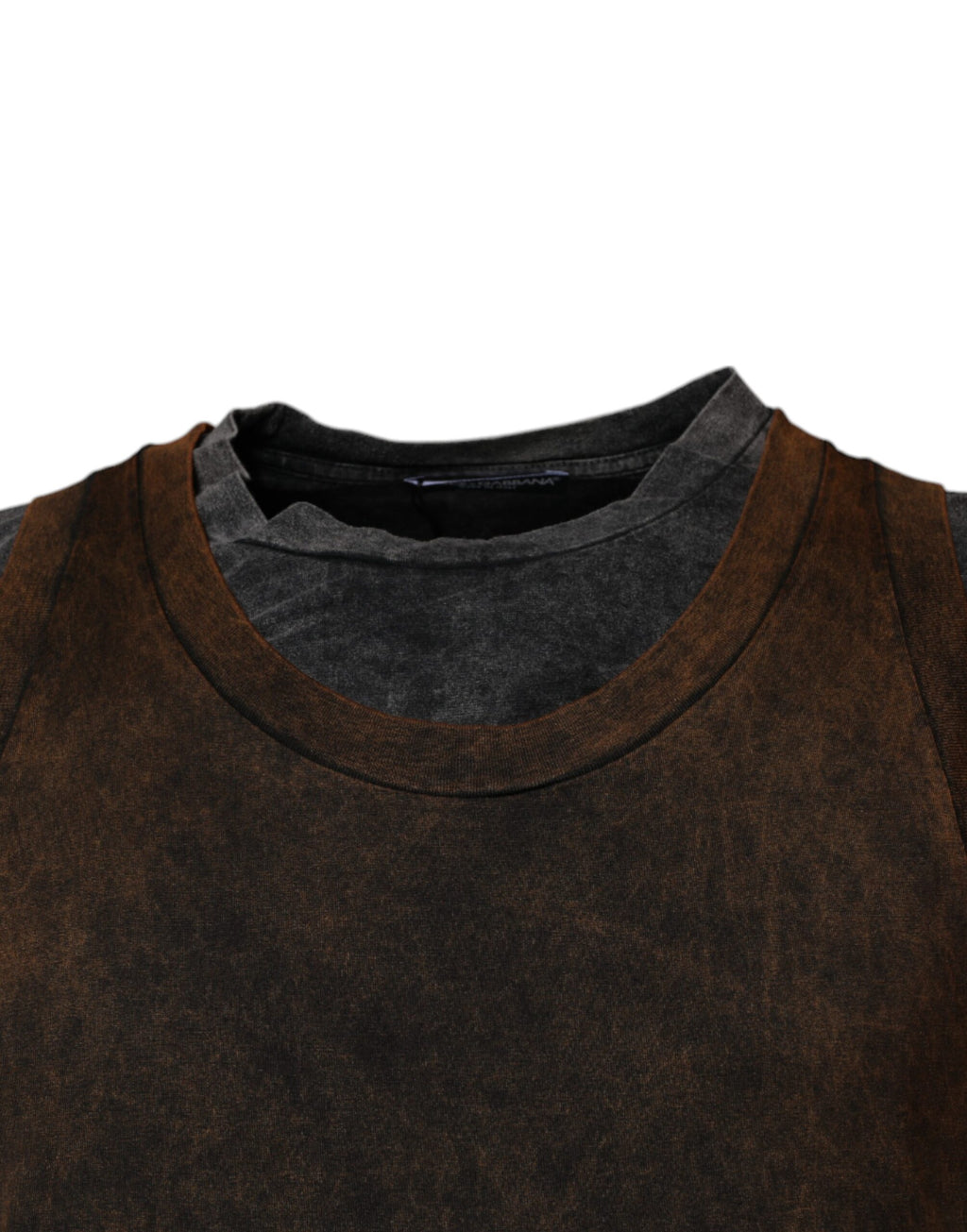 Dolce & Gabbana Brown Cotton Round Neck Sleeveless T-shirt - Eljoys Fashion 