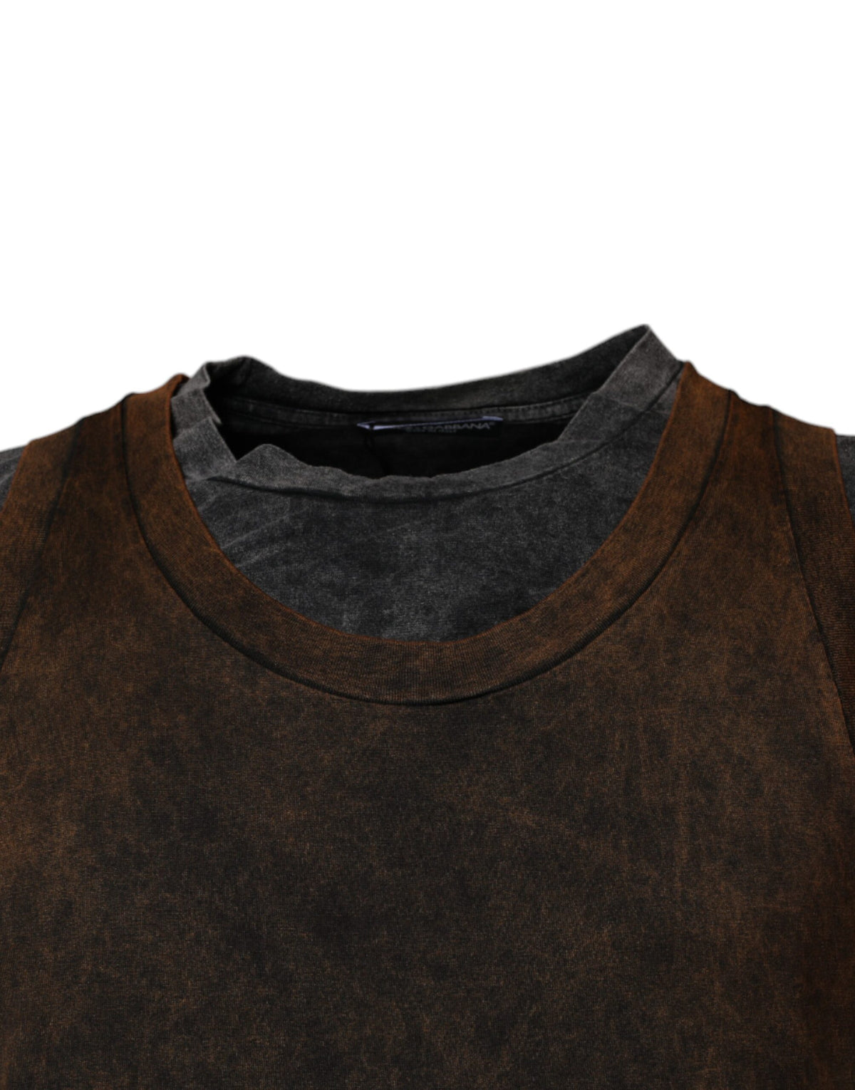Dolce & Gabbana Brown Cotton Round Neck Sleeveless T-shirt - Eljoys Fashion 