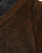 Dolce & Gabbana Brown Cotton Round Neck Sleeveless T-shirt - Eljoys Fashion 