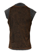 Dolce & Gabbana Brown Cotton Round Neck Sleeveless T-shirt - Eljoys Fashion 