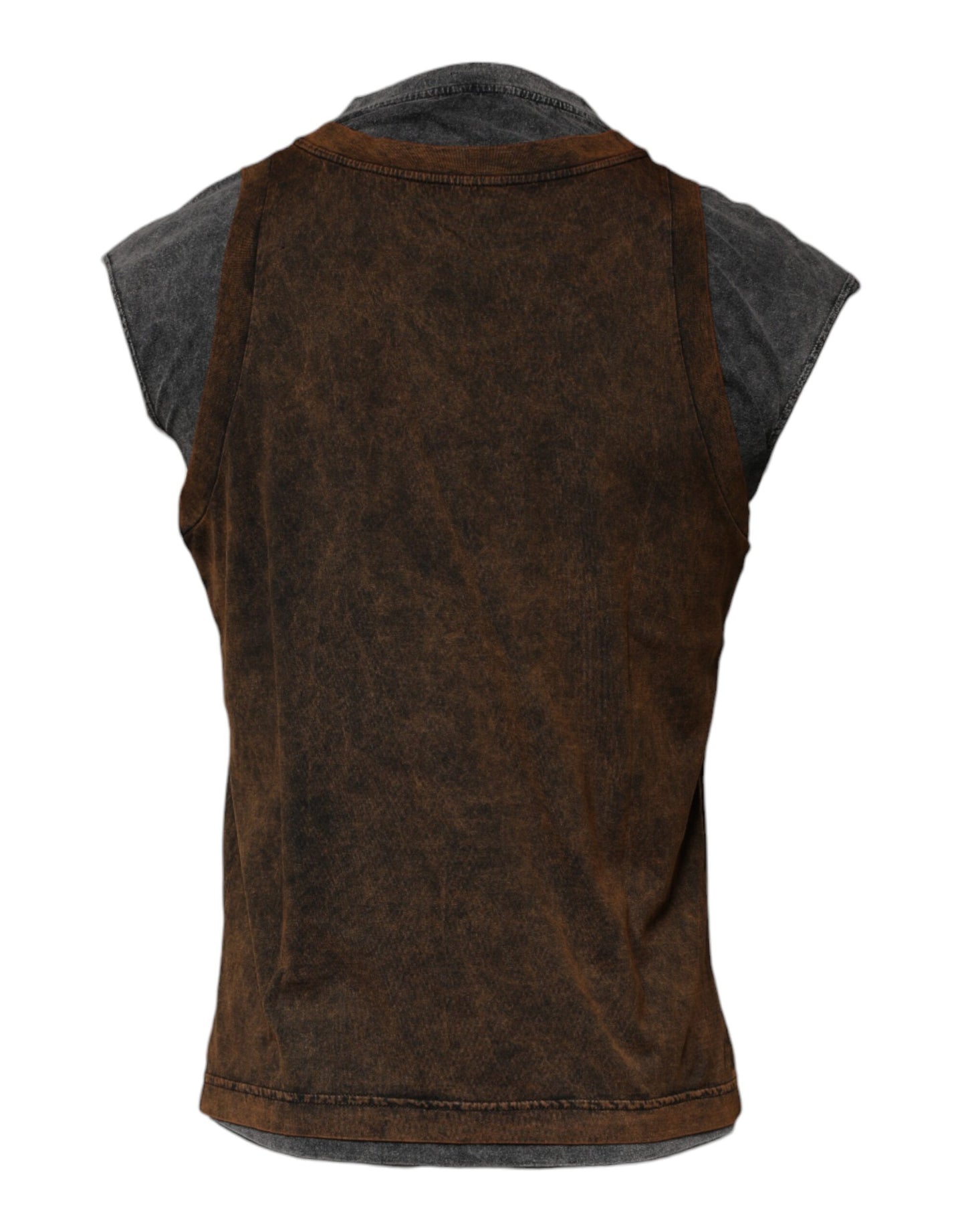 Dolce & Gabbana Brown Cotton Round Neck Sleeveless T-shirt Dolce & Gabbana