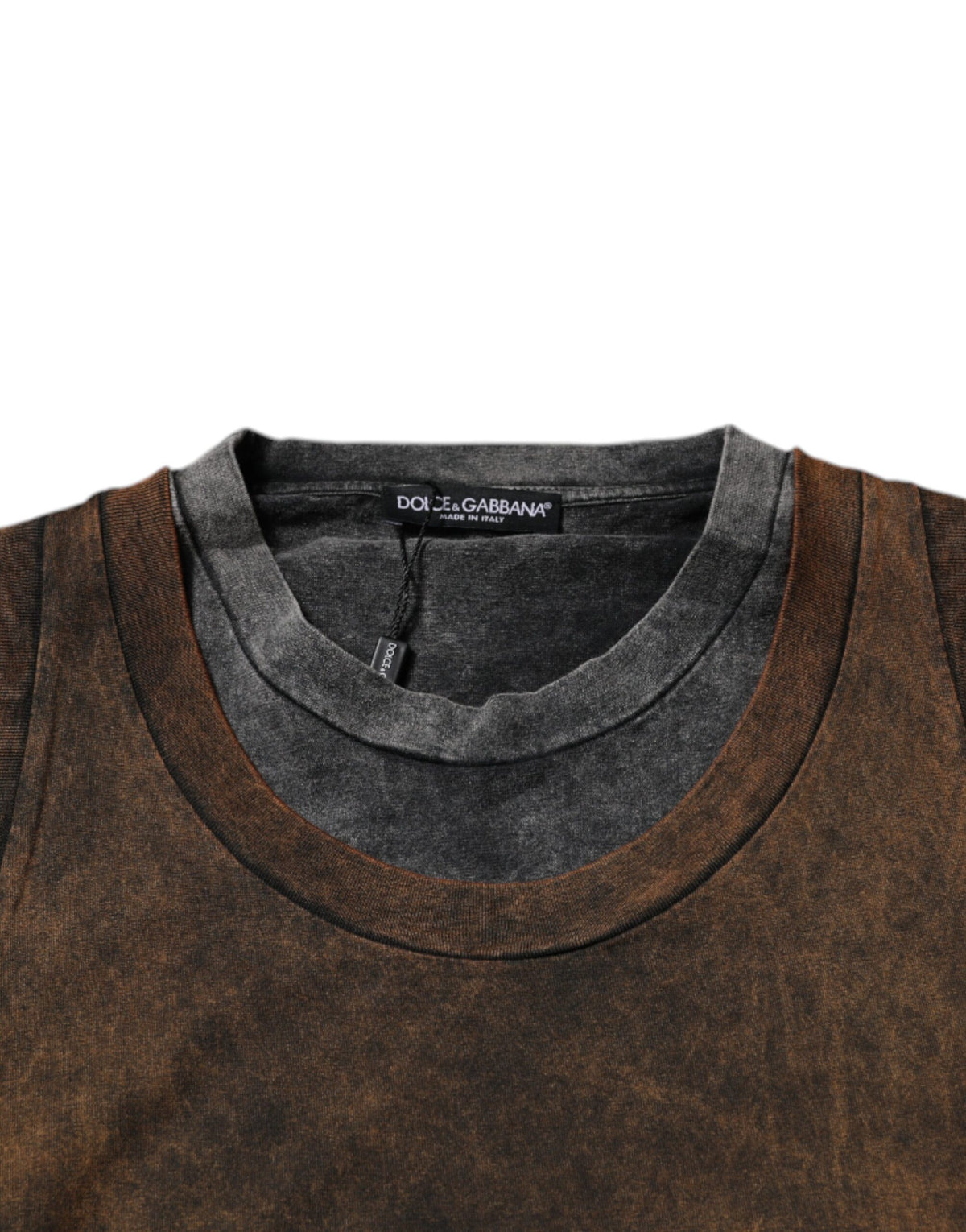 Dolce & Gabbana Brown Cotton Round Neck Sleeveless T-shirt - Eljoys Fashion 