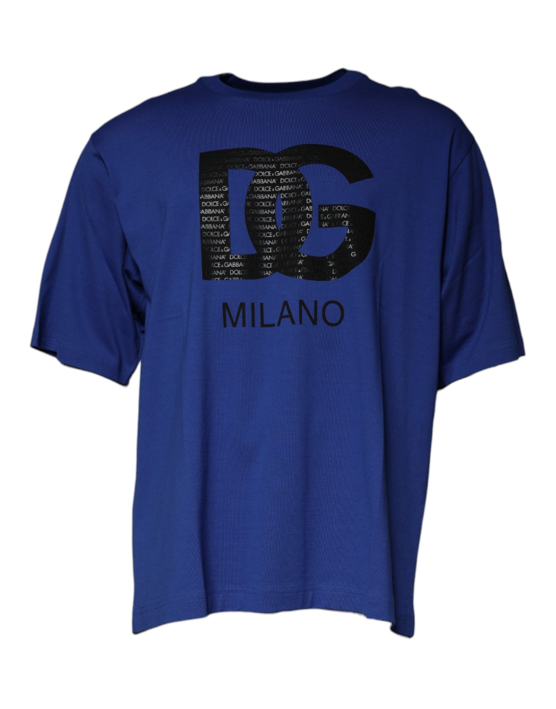 Dolce & Gabbana Blue Logo Print Cotton Men Crew Neck T-shirt Dolce & Gabbana