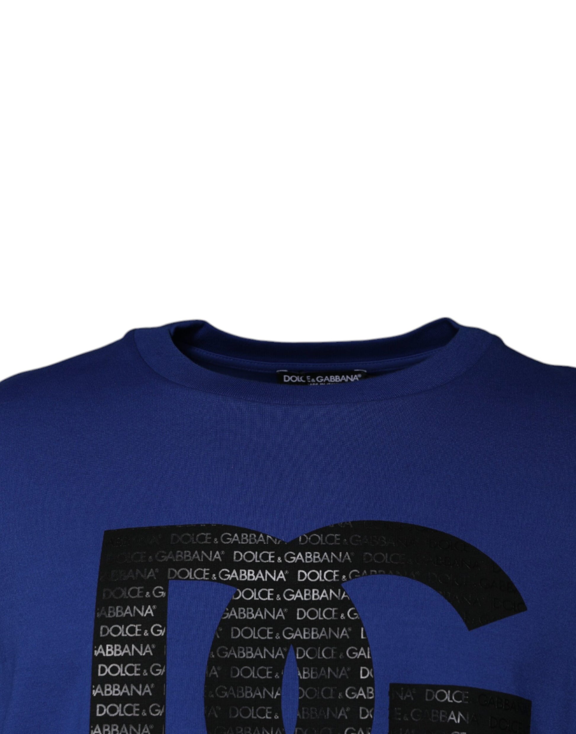 Dolce & Gabbana Blue Logo Print Cotton Men Crew Neck T-shirt Dolce & Gabbana
